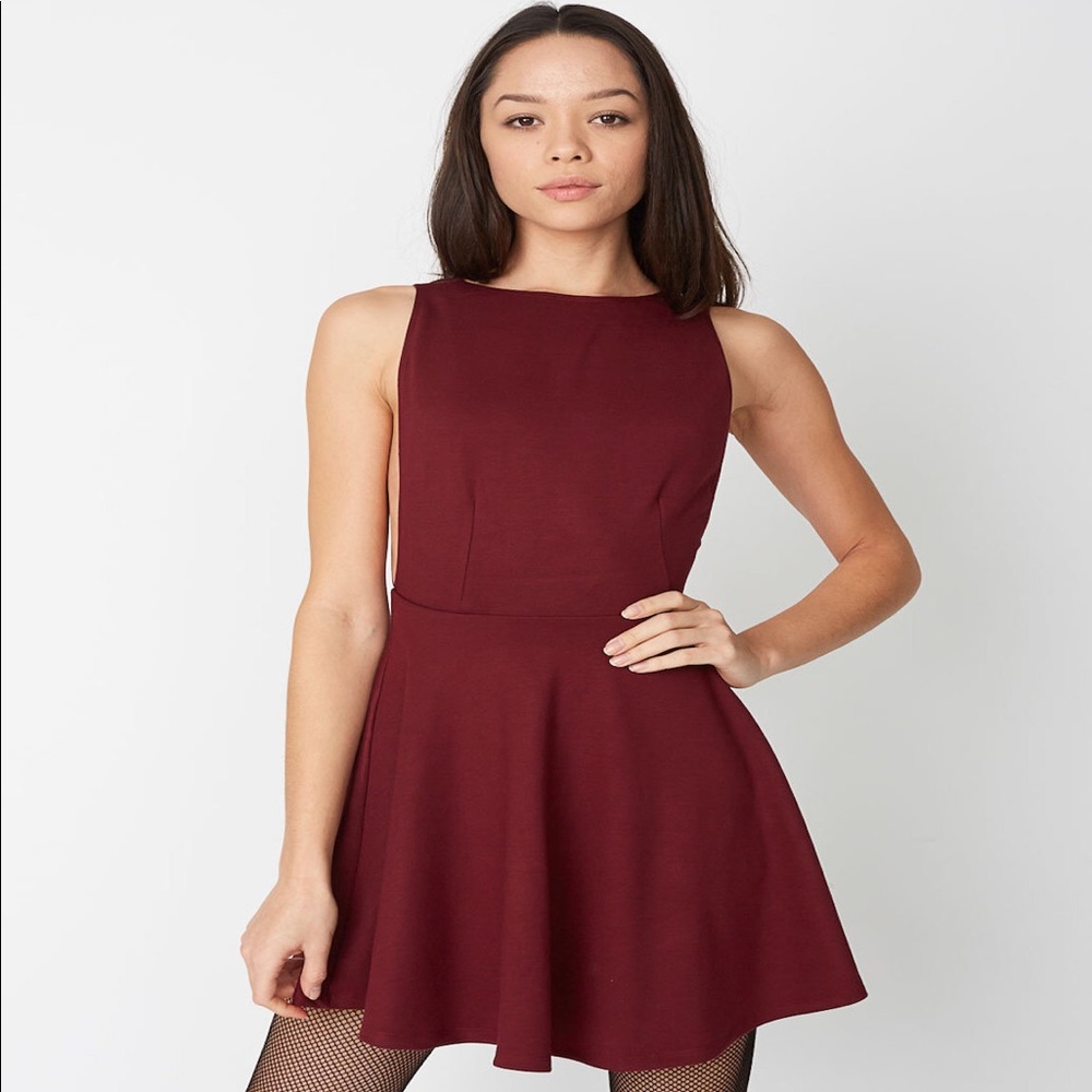 Oxblood Sleeveless Ponte Skater Dress